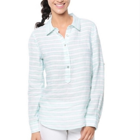 Vineyard Vines White Mint Green Striped 